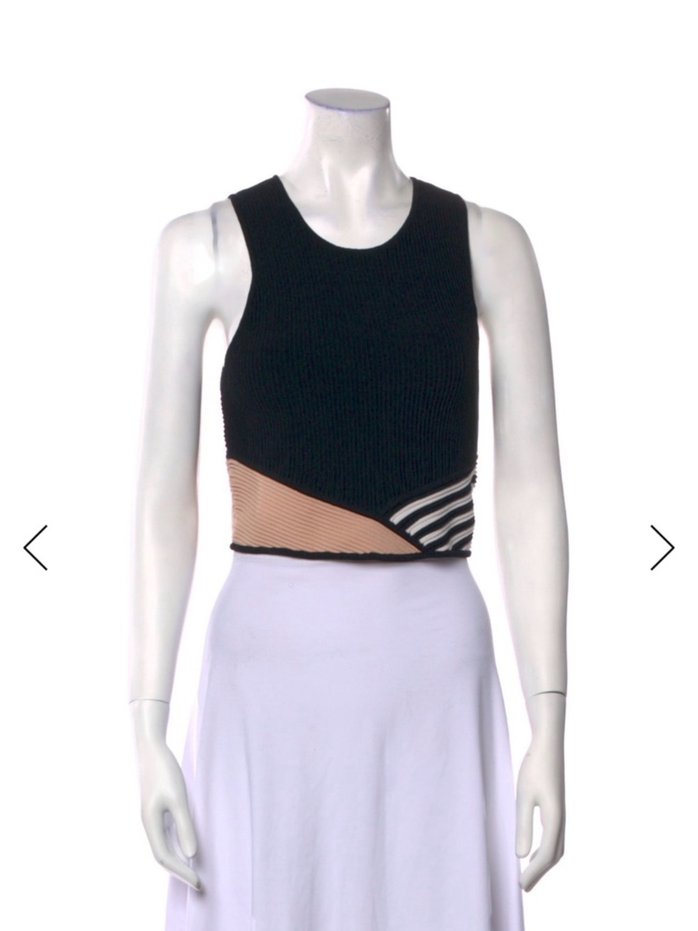 Ronny Kobo Black and Beige Colorblock Cropped Knit Top - Women Skirts